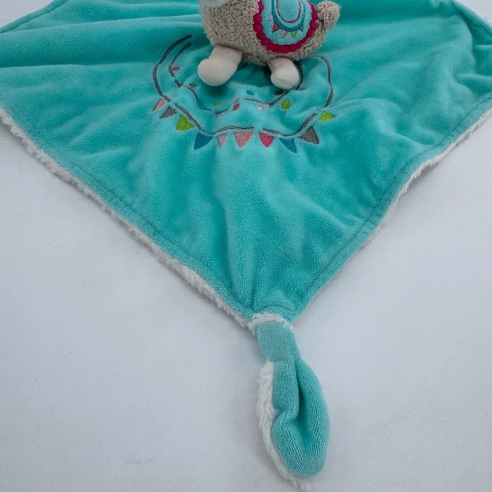 Mary Meyer Llama Lovey Kids Blue White Embroidered Security Blanket Knotted‎